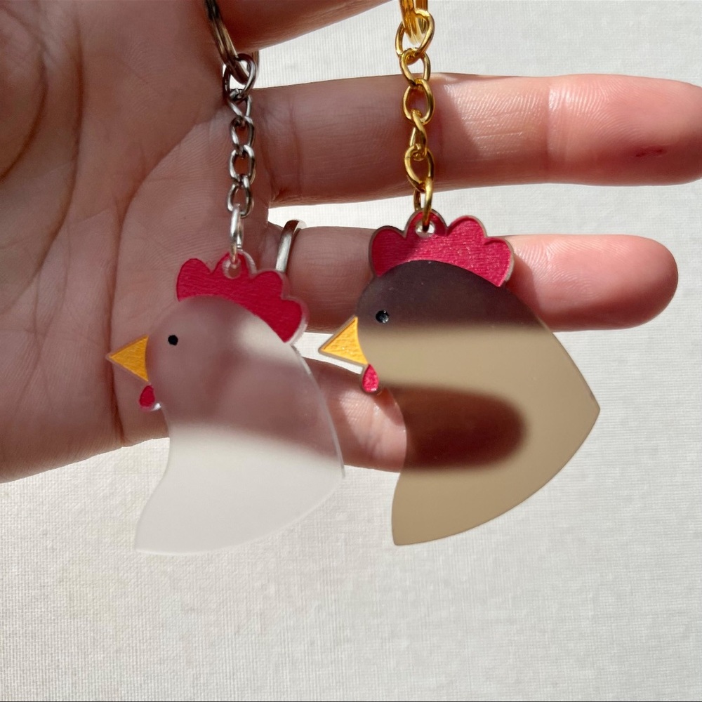 Acrylic Chicken Keychain | Laser Cut Chicken Charm | Chicken Lover Keyring